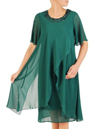 Elegancka sukienka ze zwiewnego szyfonu, kreacja z cekinami 30469