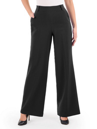 Czarne spodnie damskie z szeroką nogawką 37201