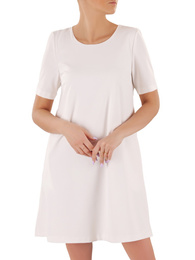 Luźna sukienka z kieszeniami, biała kreacja z tkaniny 37873