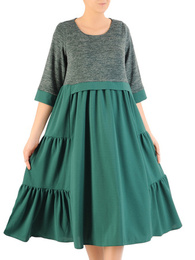 Elegancka, luźna sukienka w kolorze butelkowej zieleni 34563