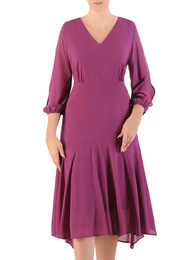 Fioletowa sukienka damska z asymetrycznym dołem 34426