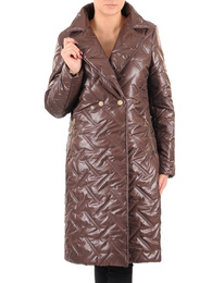 Stylowy brązowy płaszcz ze złotymi zamkami 37350