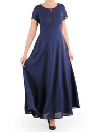 Elegancka sukienka maksi z ozdobnie wyciętym dekoltem 37106