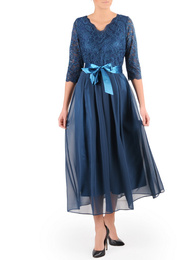 Wieczorowa sukienka damska z koronkową górą i spódnicą z szyfonu 37111