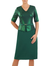 Elegancka, zielona sukienka z połyskującą górą 33999