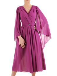 Fioletowa sukienka damska z rozszerzanymi rękawami 35313