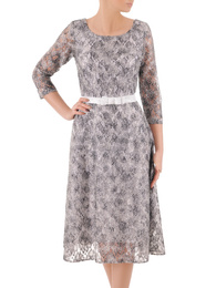 Sukienka z paskiem, wiosenna kreacja w modnym wzorze 37665