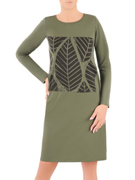 Zielona sukienka dzianinowa z oryginalnym nadrukiem 36549