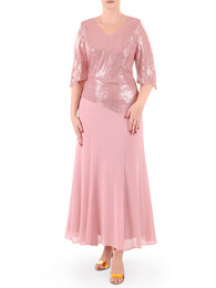 Elegancka suknia weselna, pudrowa kreacja w kobiecym fasonie 37777