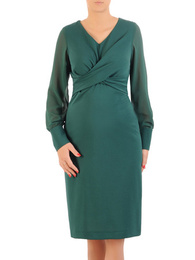 Zielona sukienka z ozdobną zakładką pod biustem 34269