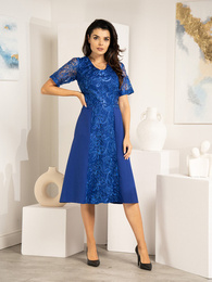 Sukienka na wesele, elegancka kreacja z tkaniny i koronki 25603