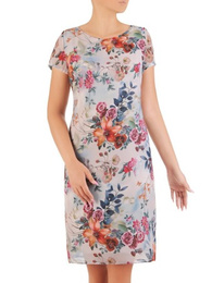 Sukienka z szyfonu, prosta kreacja w kwiaty 26644
