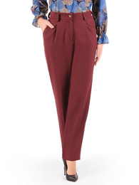 Wełniane spodnie damskie w kolorze bordowym 37226
