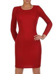 Czerwona sukienka Blandyna I, zmysłowa kreacja z połyskiem.