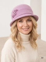 Elegancki kapelusz damski cloche w odcieniu liliowym – stylowy model z ociepleniem na jesień i zimę 42454
