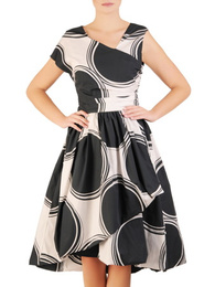 Bawełniana, czarno-biała sukienka w asymetrycznym fasonie 30939