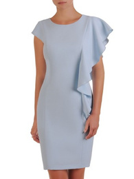 Sukienka wyjściowa, błękitna kreacja z ozdobną falbaną 21541.