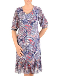 Dzianinowa sukienka z szyfonowymi rękawkami i plisami 30130