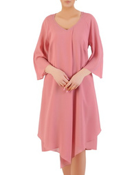 Sukienka wyjściowa, różowa kreacja w asymetrycznym fasonie 32644