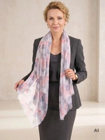 Lekki szal damski szaro-łososiowy w plamy – stylowe przełamanie biurowego dress code 41625