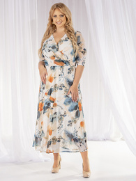 Sukienka koktajlowa, kopertowa maxi na lato w rozkloszowanym fasonie 37960