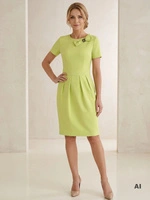 Zielona sukienka tulipan z kokardą – elegancki fason midi z kieszeniami 4078