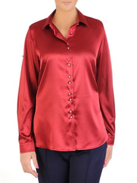 Elegancka koszula damska z satynowej tkaniny 32143