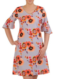 Sukienka w kwiaty, luźna kreacja z tkaniny 20919.