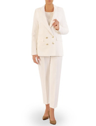 Dwurzędowy garnitur damski w kolorze białym 33127