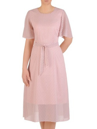 Sukienka z szyfonu, zwiewna kreacja w groszki 20630.