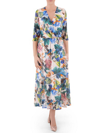 Sukienka w kwiaty, kopertowa maxi na lato w rozkloszowanym fasonie 37959