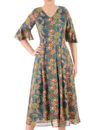 Zwiewna sukienka z szyfonu, kreacja w kwiaty 36254