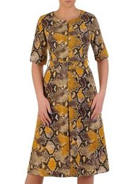 Sukienka z suwakiem na dekolcie, damska kreacja w wężowym wzorze 20539.