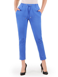 Niebieskie spodnie damskie z kieszeniami 35612