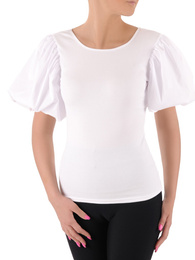 Biała bluzka damska z bufiastymi rękawami 38136