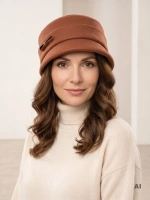 Stylowy kapelusz damski cloche w kolorze rudym – ocieplana podszewka i regulacja obwodu 42443