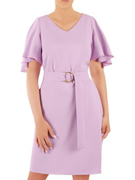 Liliowa sukienka z rozszerzanymi rękawami 36303