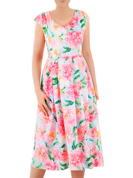 Sukienka z tkaniny, zwiewna kreacja w kwiaty 35909