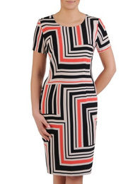 Prosta sukienka w atrakcyjny, geometryczny wzór 19644