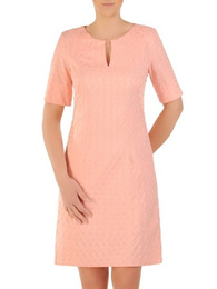 Elegancka sukienka z żakardowej tkaniny, kreacja w pastelowym kolorze 29811