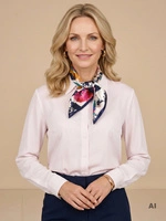 Wielokolorowa apaszka damska w maki 60x60 – idealna do koszuli, stylowo przełamuje biurowy look 41172