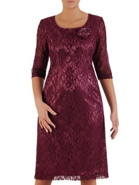 Fioletowa, koronkowa sukienka z kwiatową aplikacją 23483