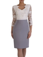 15884 - ecru-popiel, cekiny na koronce