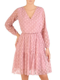 Rozkloszowana sukienka z tiulu w modne grochy 30281