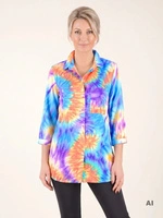 Długa koszula damska w modny wzór tie-dye – wysmuklająca sylwetkę, idealna na lato 37550