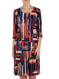 Plisowana sukienka w geometrycznym wzorze, kreacja z bawełny 20198