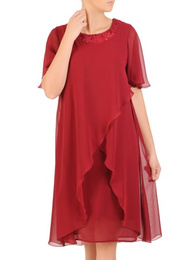 Elegancka sukienka ze zwiewnego szyfonu, kreacja z koronkową lamówką 30698