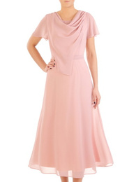 Elegancka, pudrowa sukienka z dekoltem typu "woda" 32708