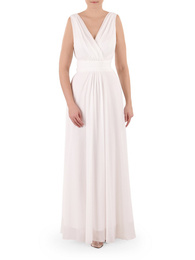 Elegancka biała sukienka maxi z szyfonu 37190