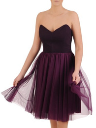 Fioletowa sukienka gorsetowa, kreacja z tkaniny i tiulu 24885